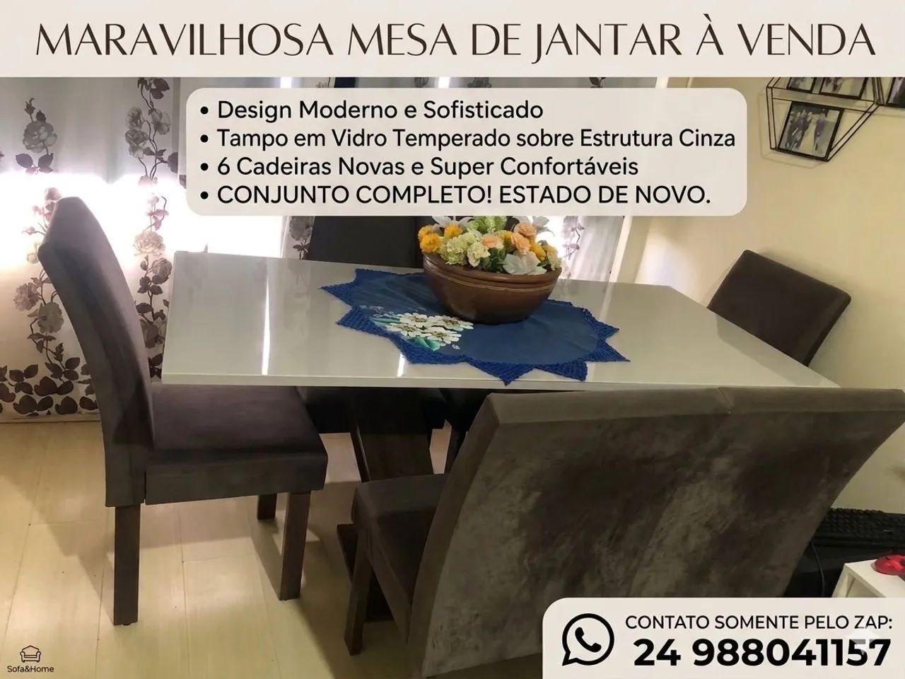 Mesa de 6 cadeiras nova