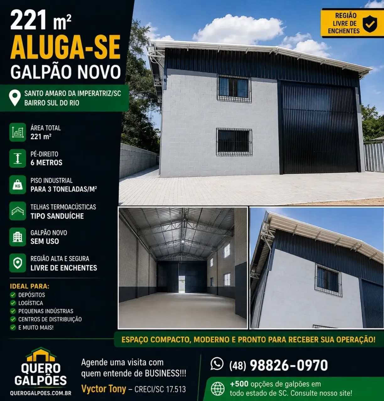 Galpões de 221 m2 Santo Amaro da Imperatriz Bairro Sul do Rio