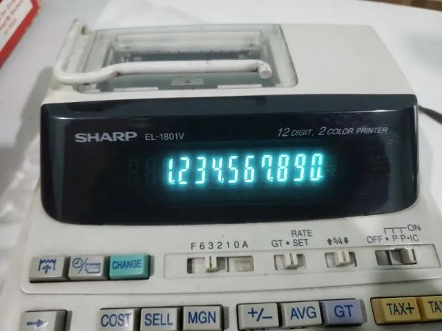 calculadora antiga de impressão de mesa Sharp el-1801v   - Foto 2