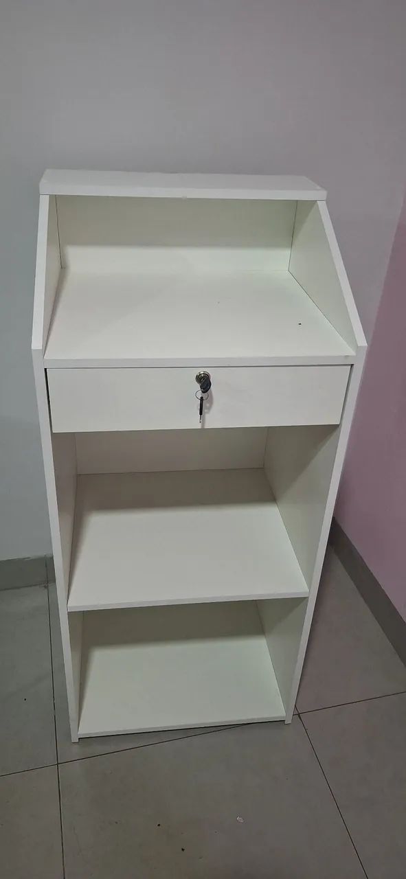 Balcão Caixa Para Loja Balcão Caixa Vallet Com gaveta Branco 100% MDF - Foto 3