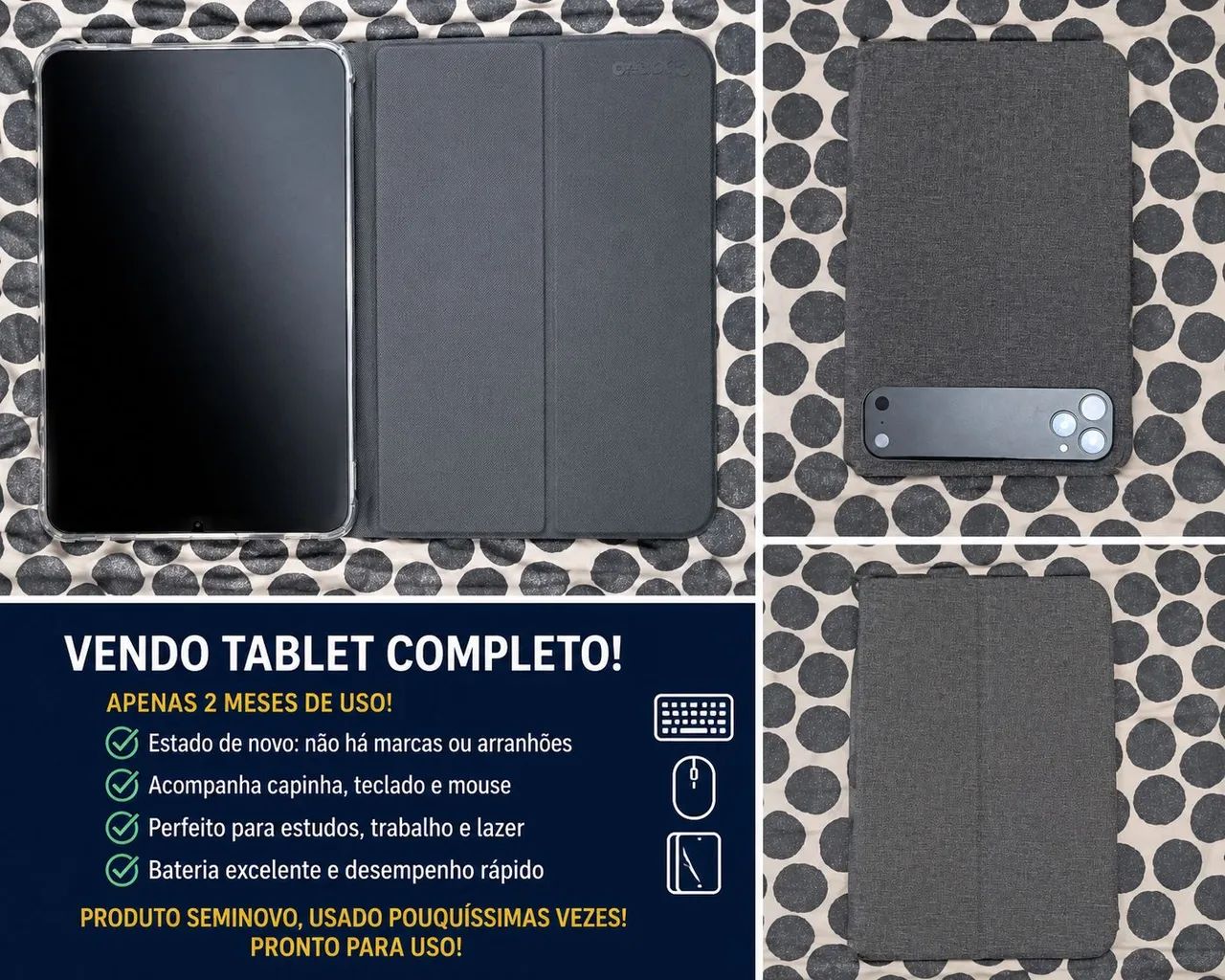 Vende-se tablet, acompanha capinha, teclado e mouse