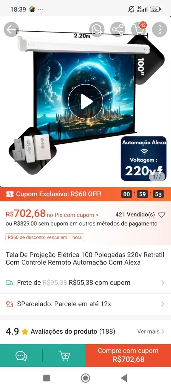 tela projeçao - Foto 5