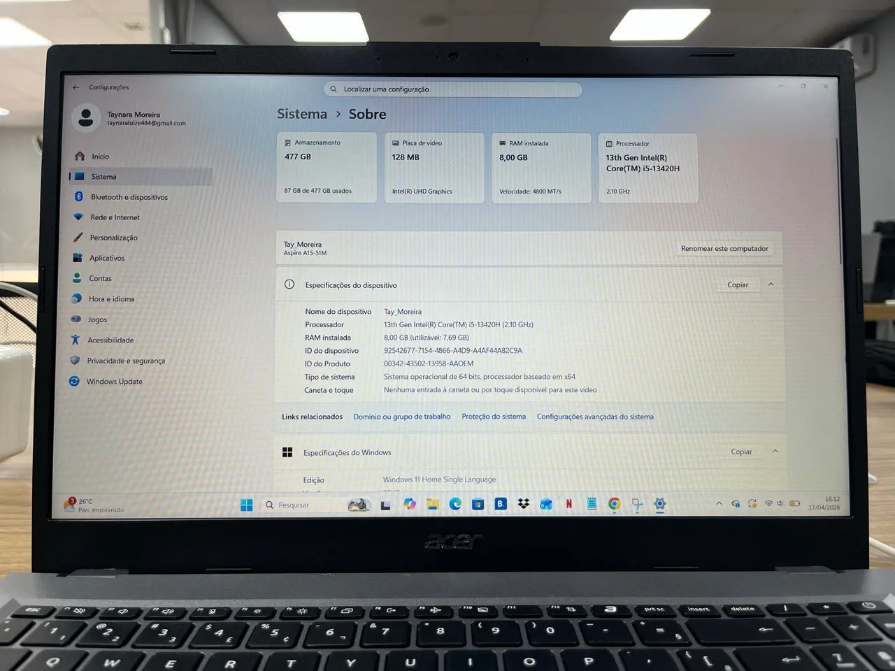 Notebook Acer Aspire I5 - Foto 4