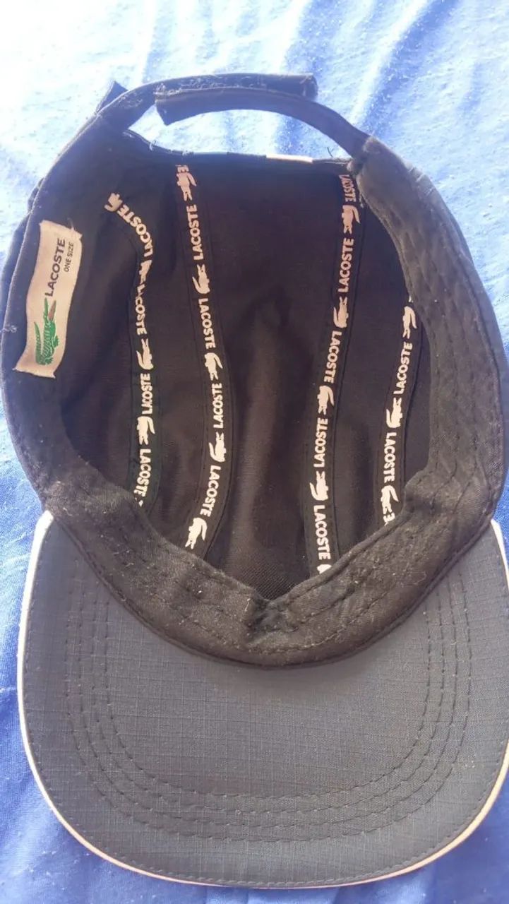 Boné Lacoste 5 Panel Listrado (Preto, Azul e Branco) - Desapego - Foto 3