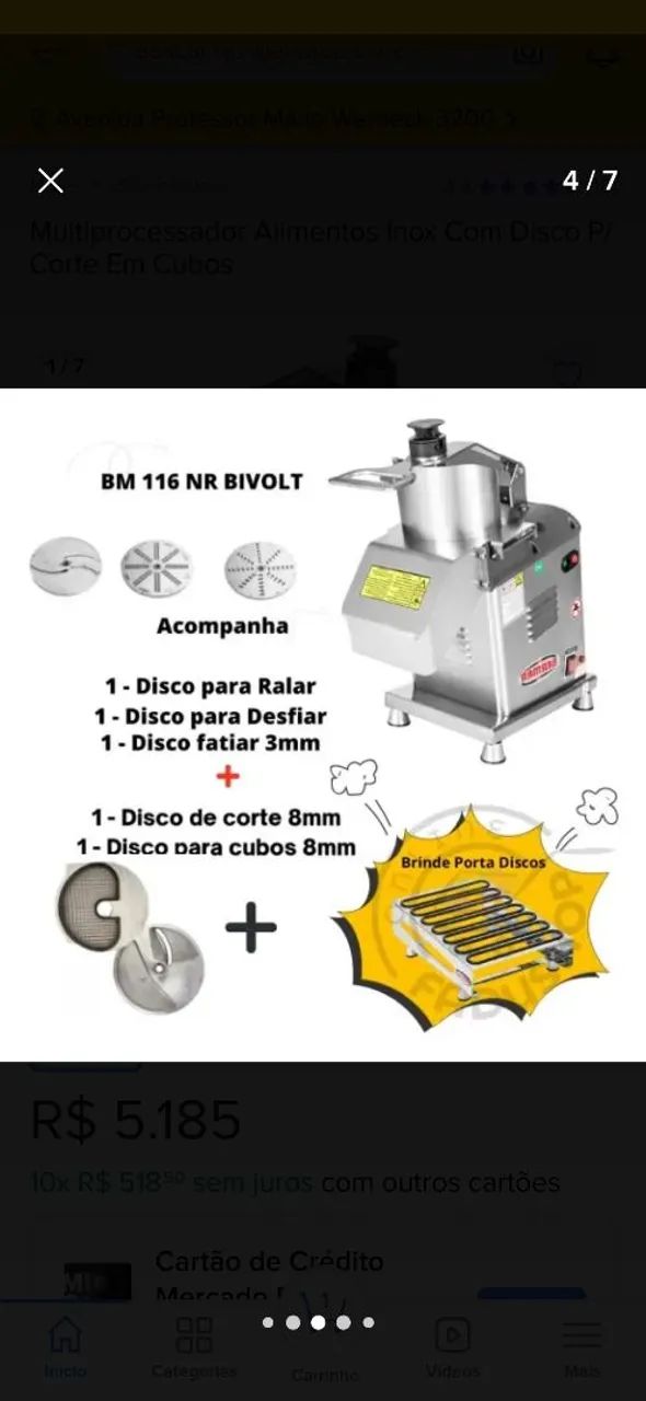Multiprocessador Alimentos Inox Com Disco P/ Corte Em Cubos - Foto 3