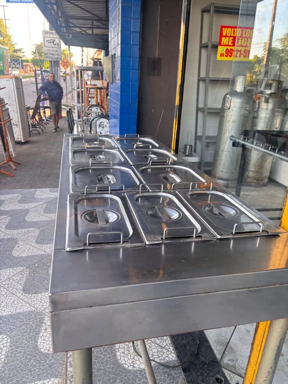 Bancada de Selv service, 9 cubas, todo inox - Foto 3