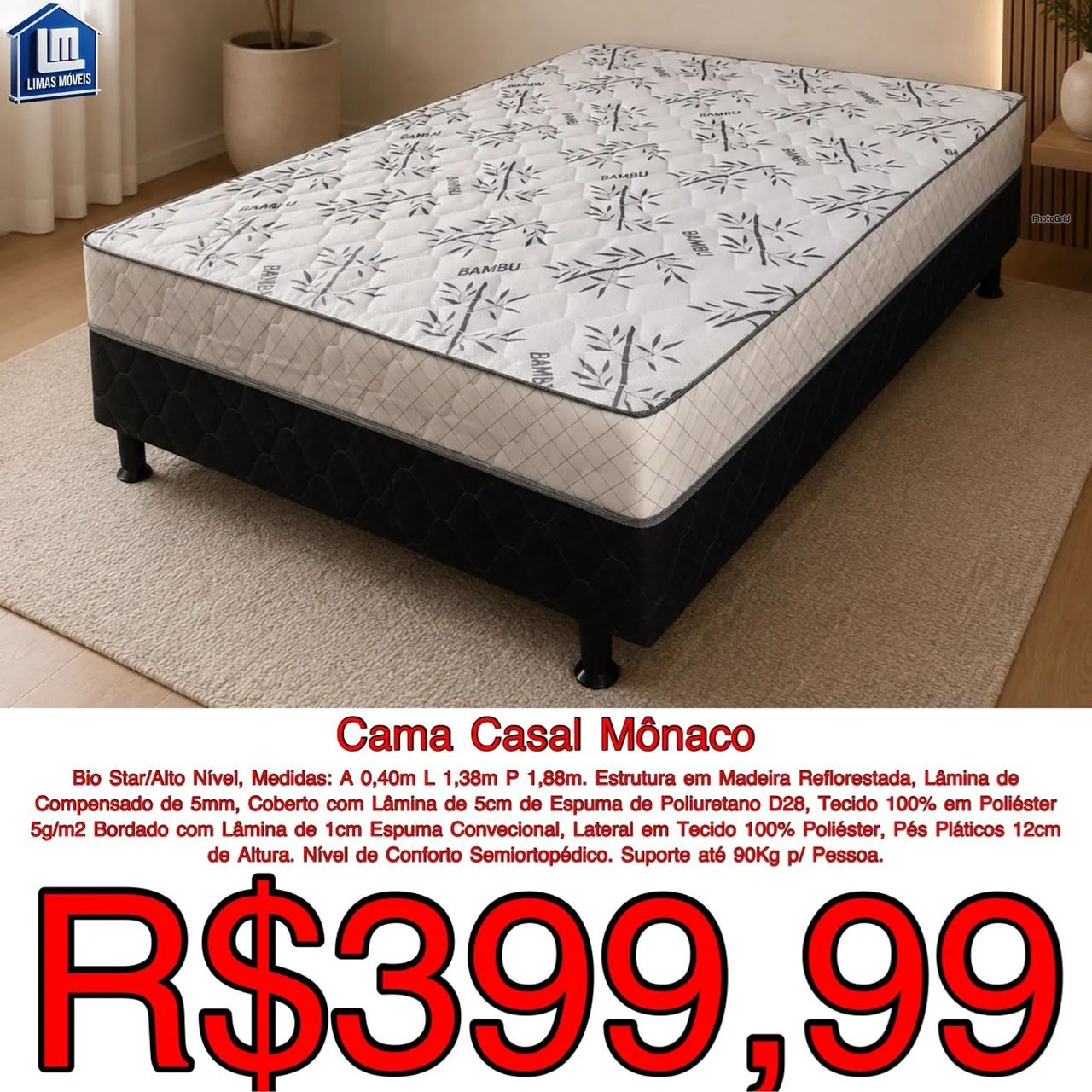 Cama Box casal Mônaco 