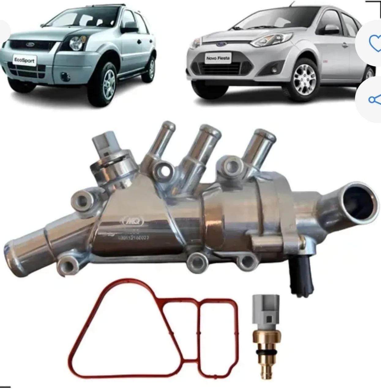 Carcaça da válvula termostática do motor Zetec Rocan 2008 à 2018 (Fiesta e Ecosport). 