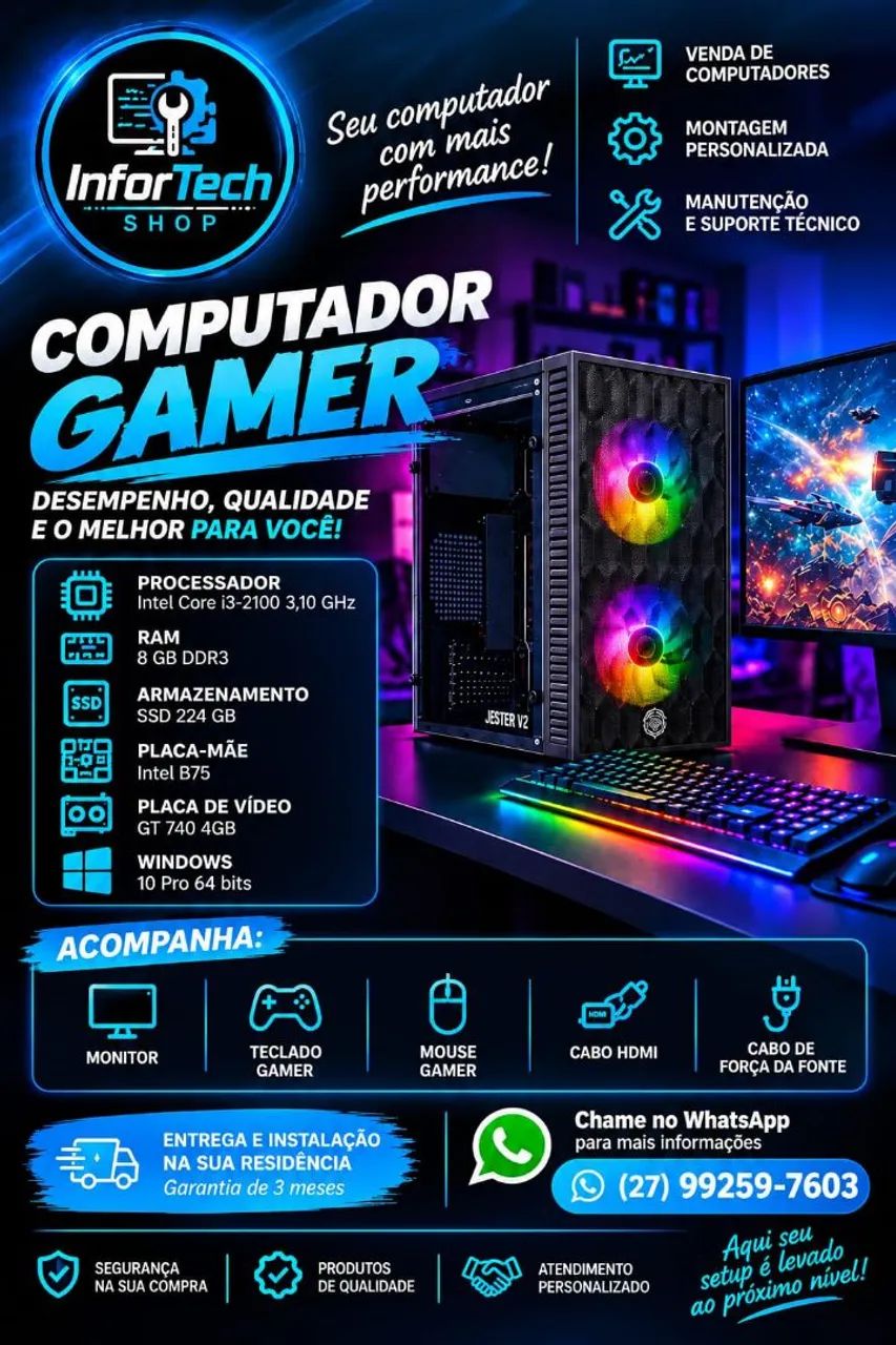 Computador Intel Core I3 completo 