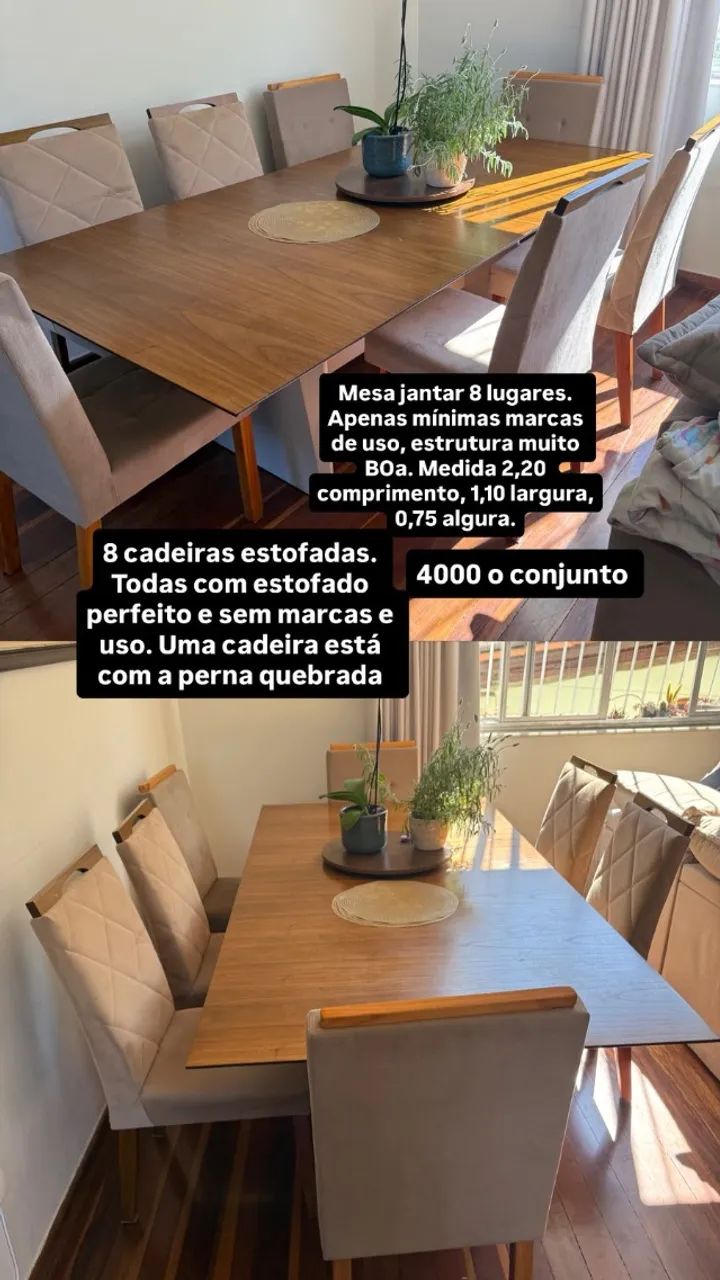 mesa jantar 8 lugares