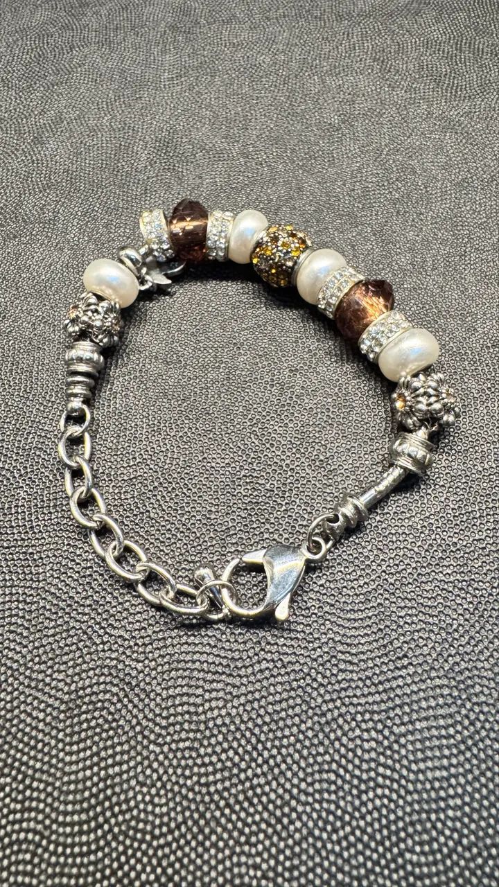 pulseira bella perlina berloques prateada - Foto 2