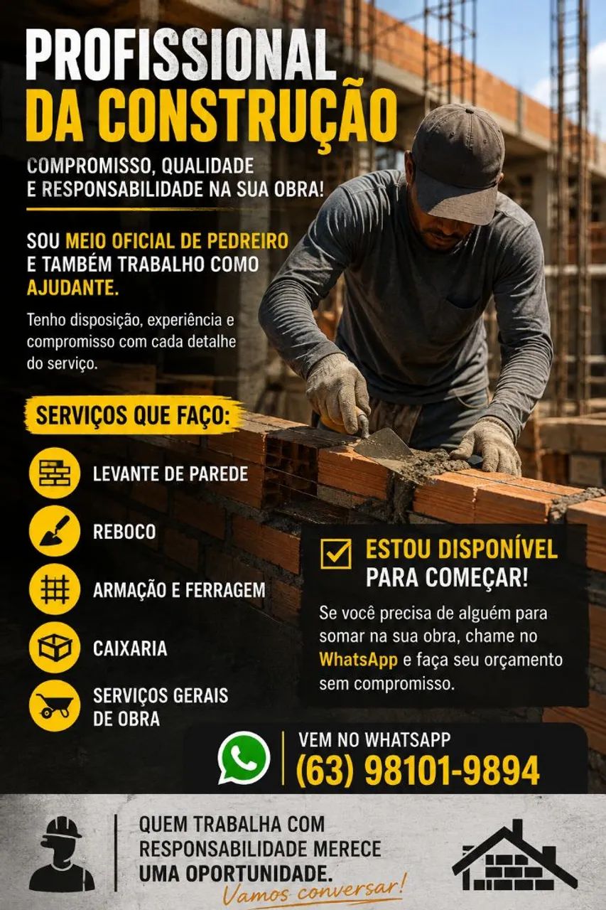 ? Mão de obra com compromisso.
