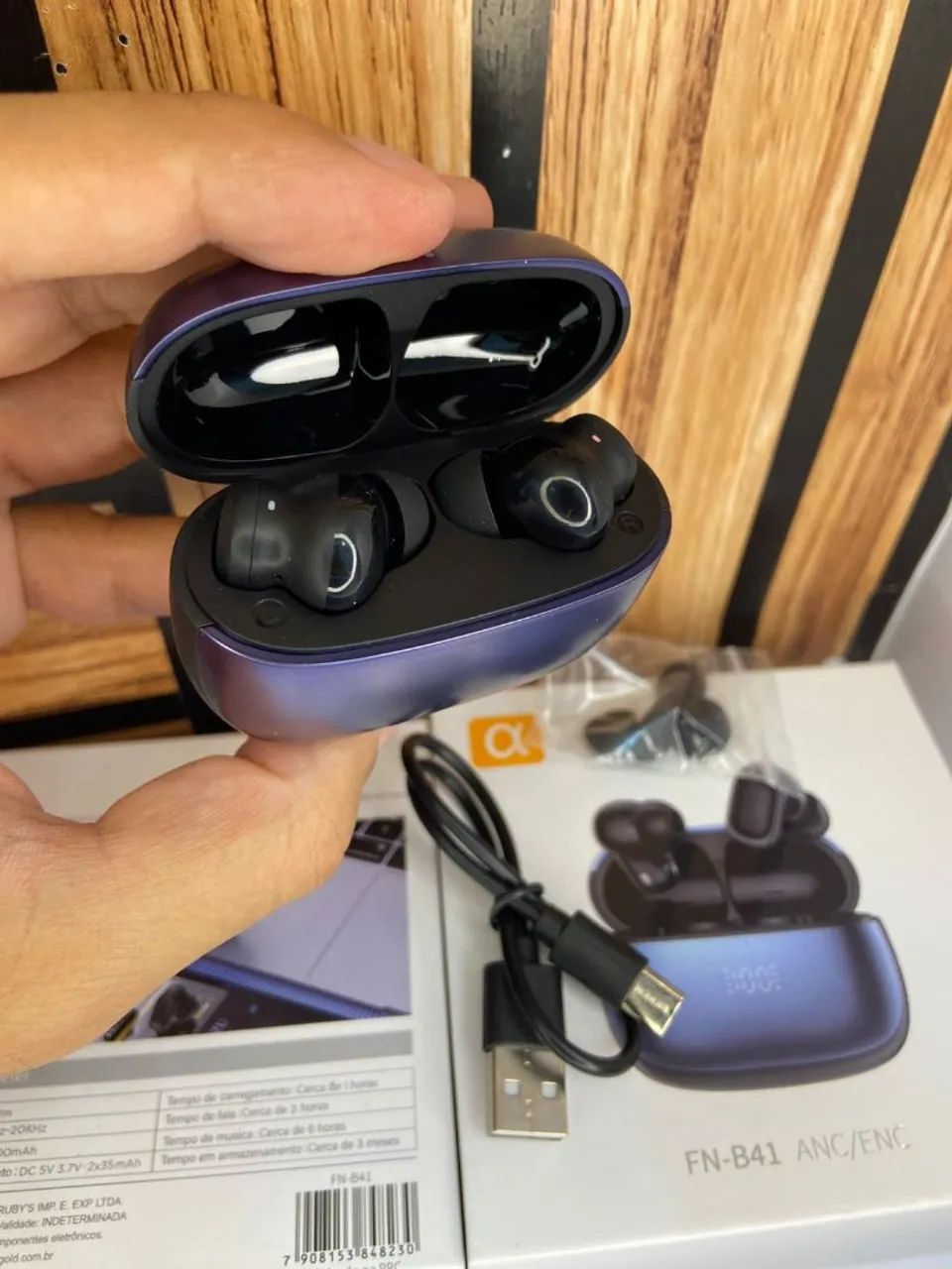 Fone de Ouvido Bluetooth FN-B41 Wireless ANC/ENC A?Gold Pro+