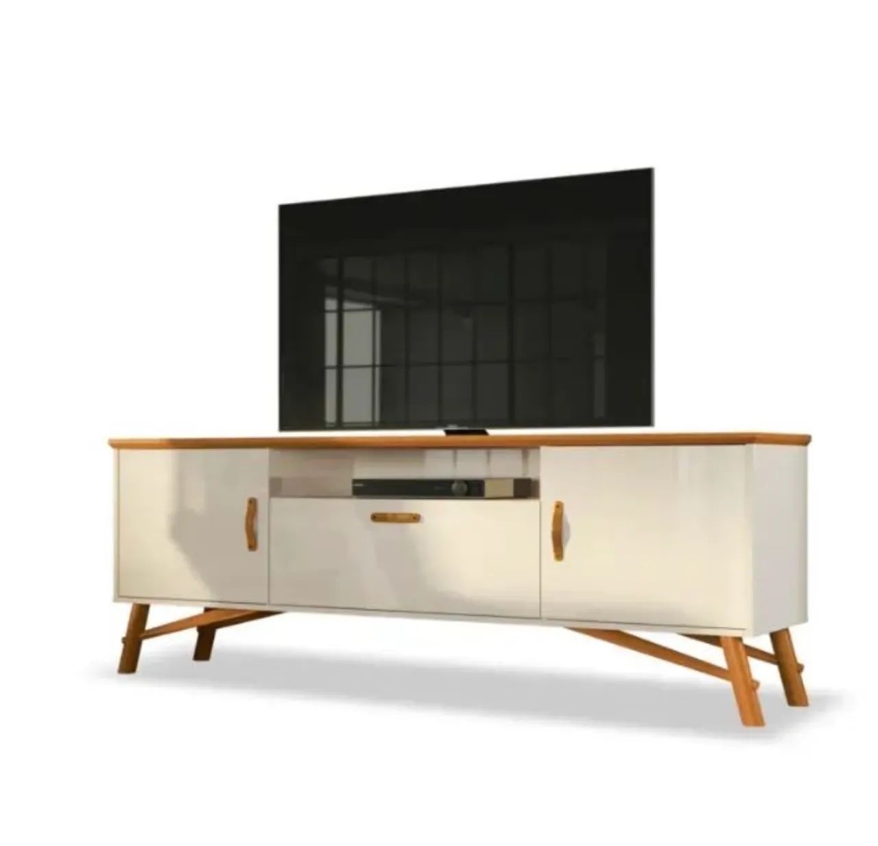 Rack para Tv até 75 Polegadas 3 Portas Felix Edn Móveis:off White/cedro - Foto 3