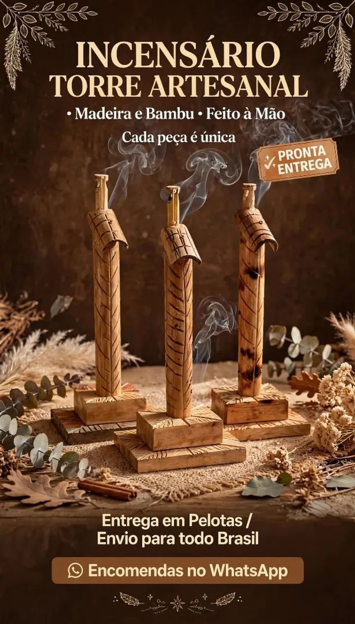 Queimador de incenso .. bambu e madeira 