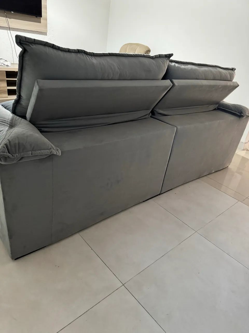 Sofá Dallas 2,5m Retrátil e Reclinável Grafite - Foto 4