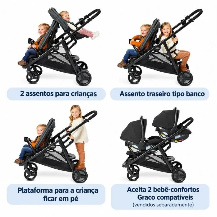 Carrinho Duplo Graco Ready2GROW - Foto 5