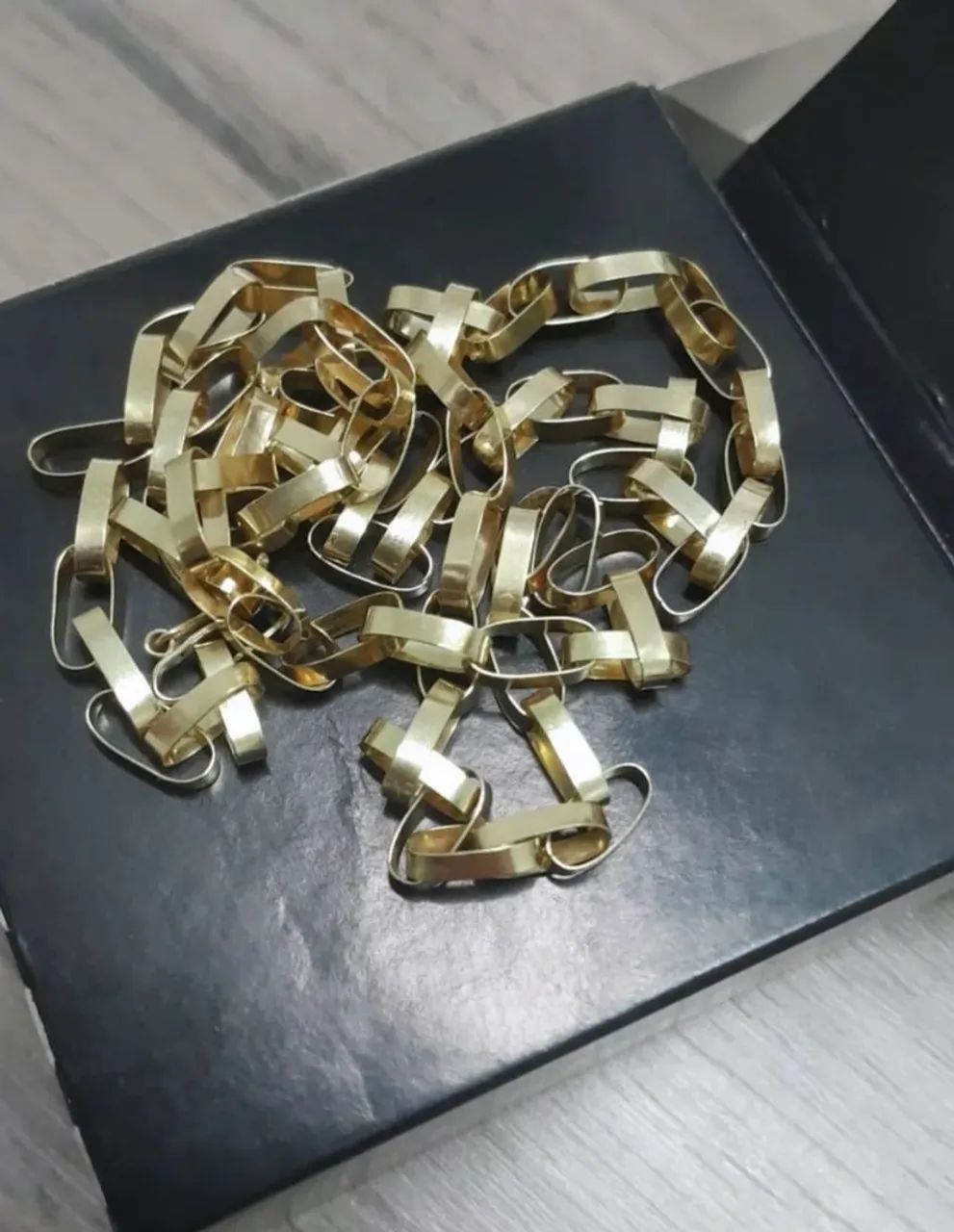 Cordão tijolinho prata banhada a ouro 