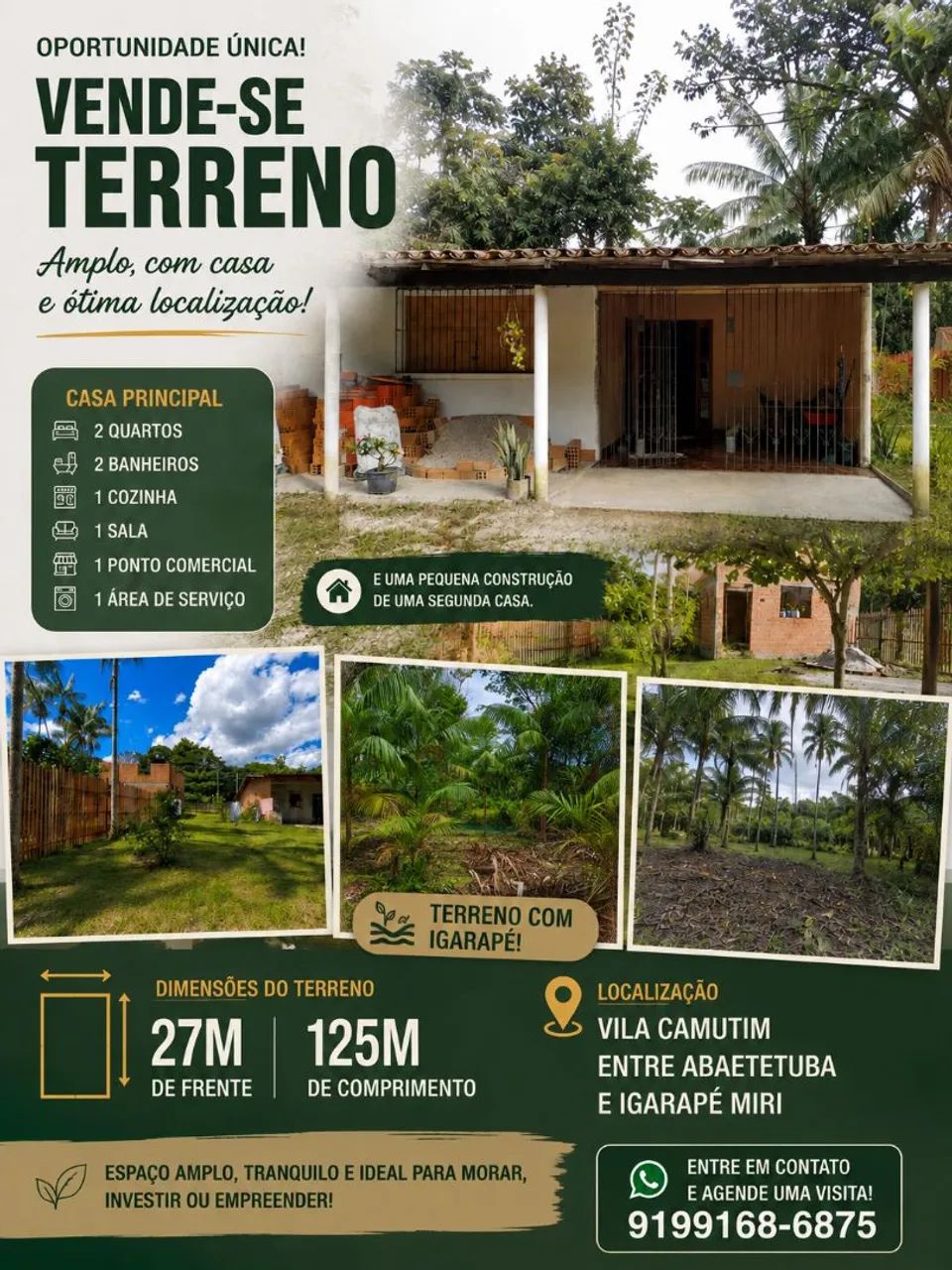 Vende-se casa com igarapé 