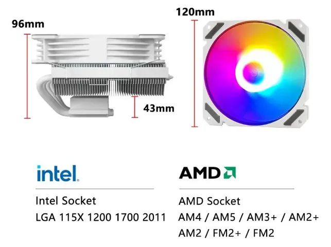 Aircooler Intel - AMD AM4 AM5 1155 2011 funcionando perfeitamente - Foto 4