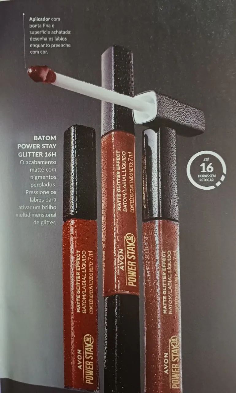 Batom matte Power stay Avon com glitter  - Foto 3