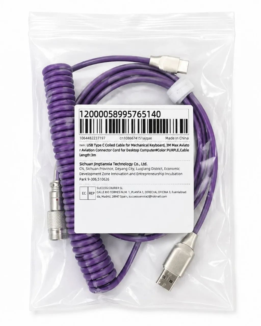 [NOVO] Cabo Coiled Aviator Roxo USB-C para Teclado Mecânico e Magnético - Foto 3