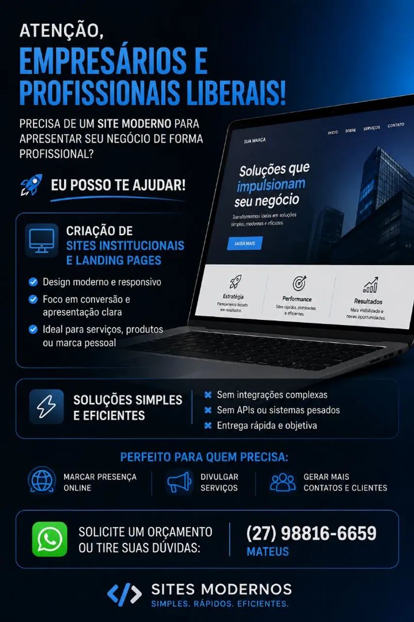 Criação de sites institucionais e landing pages