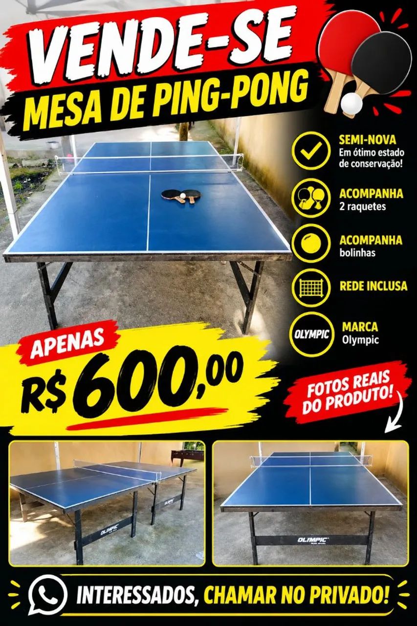 Mesa de ping pong semi-nova 