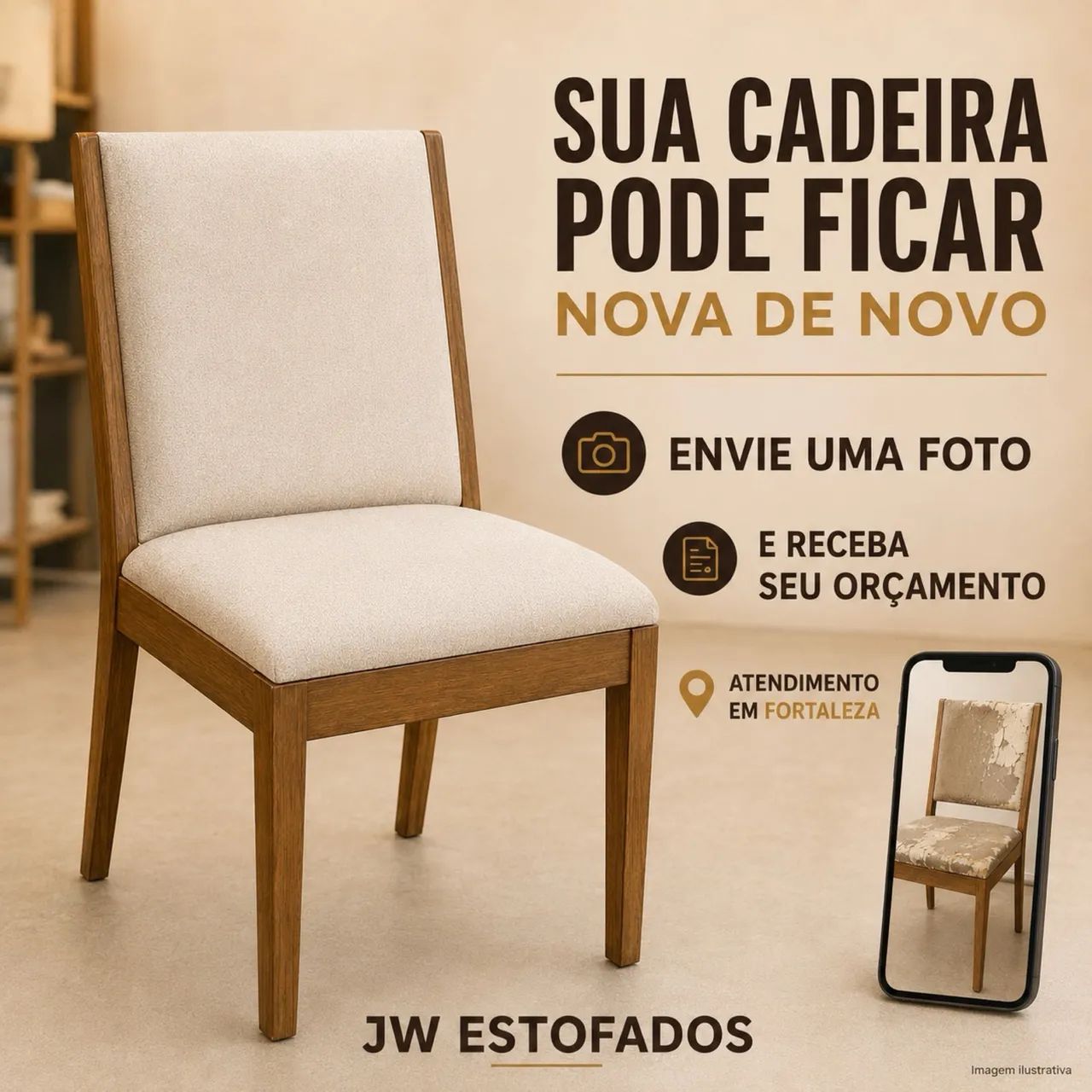 Reforma de Cadeiras Troca de Tecido e Espuma - Foto 4
