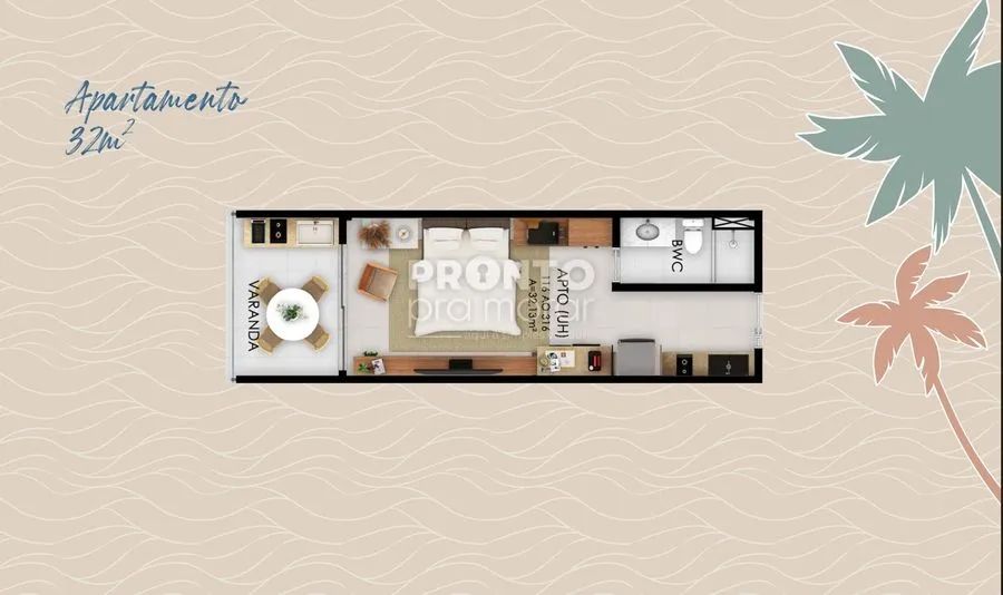 Flat com 1 quarto em Muro Alto - Foto 3