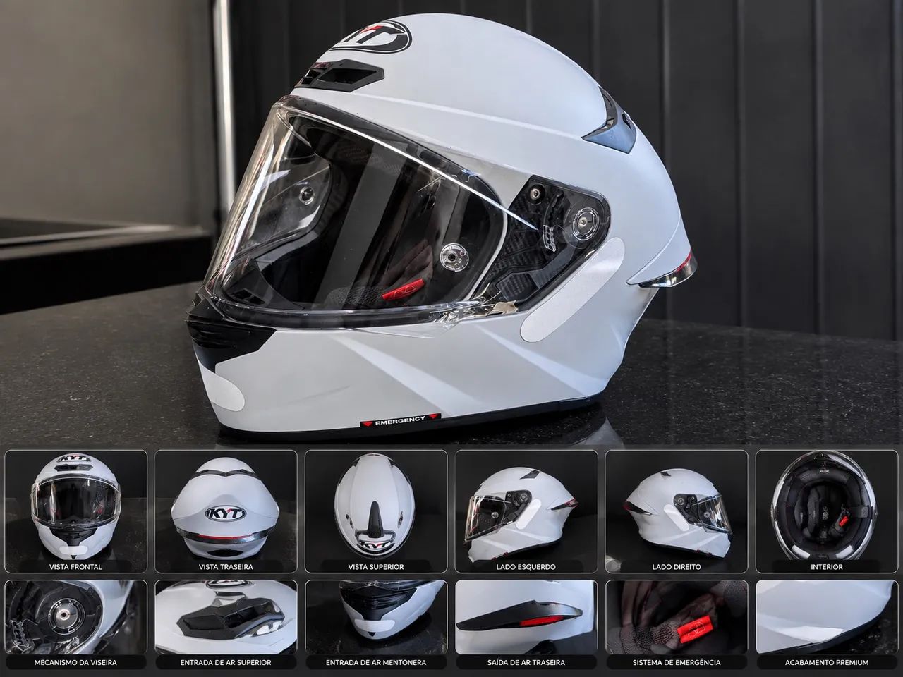 Capacete KYT TT Revo Plain ASP - Cinza Fosco - Estado de Novo