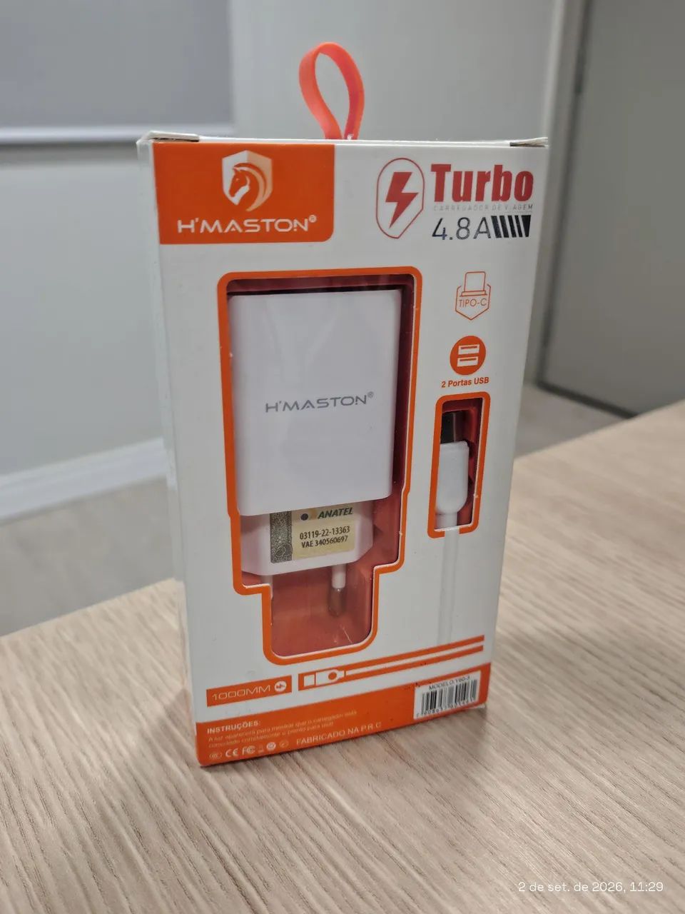 Carregador Turbo 4.8A + Cabo Tipo-C | 2 USB