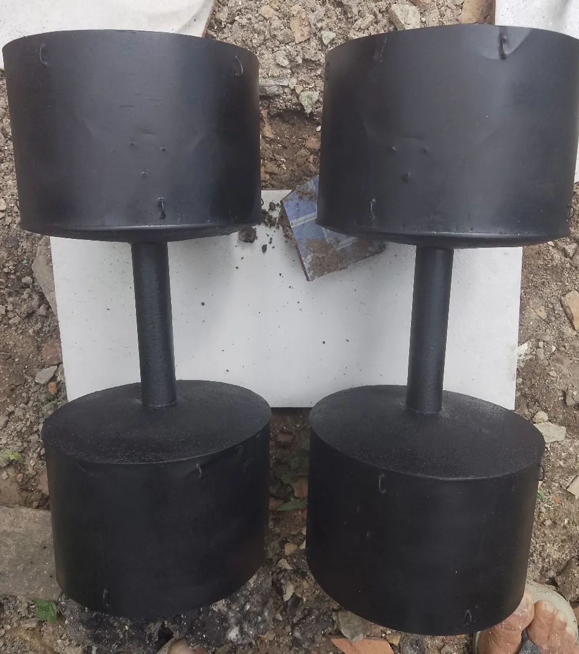 Halteres caseiros de latas fixo 13,4kg cada  - Foto 3