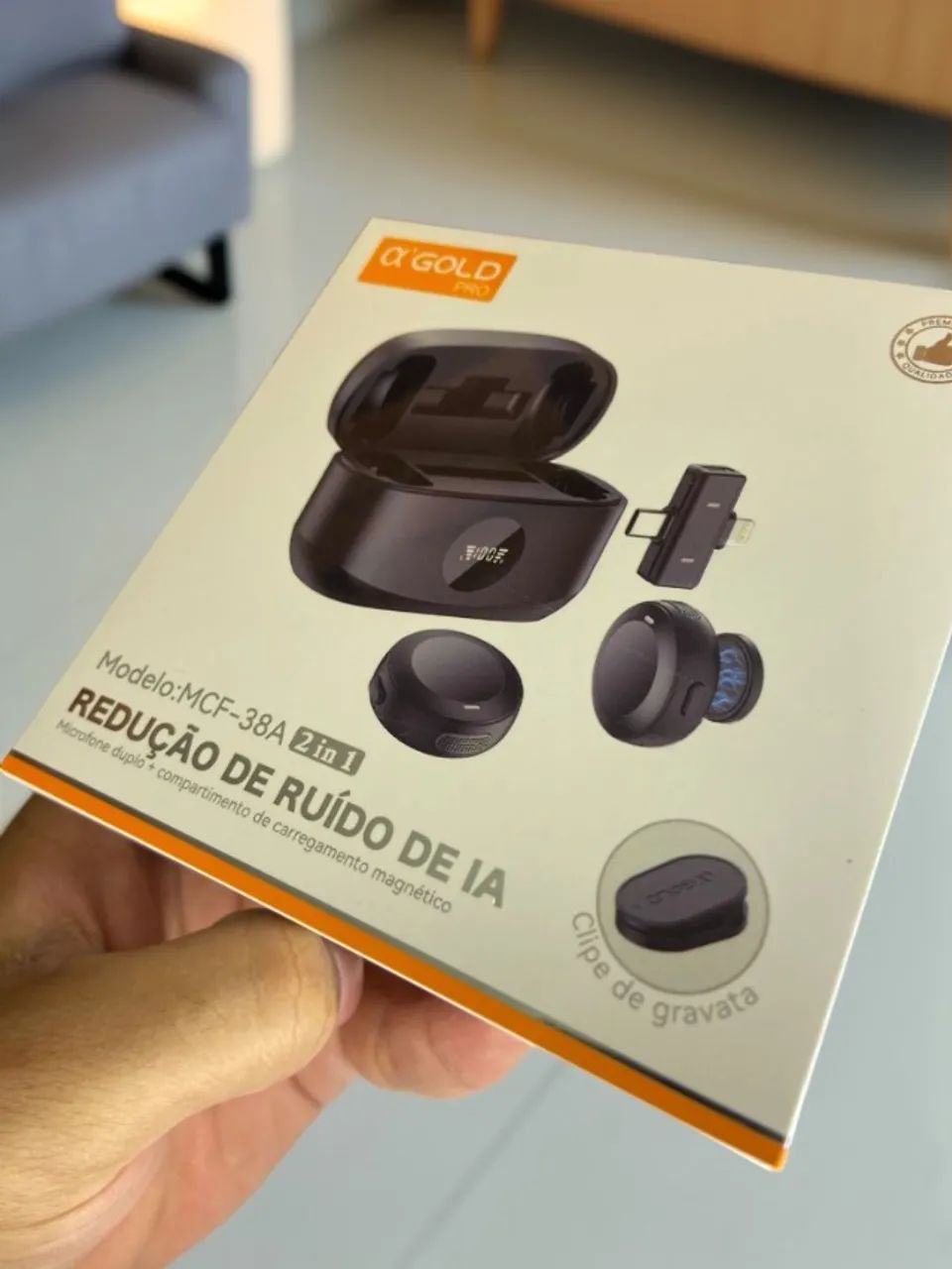 Microfone Lapela Duplo sem Fio MCF-38 A Gold an7