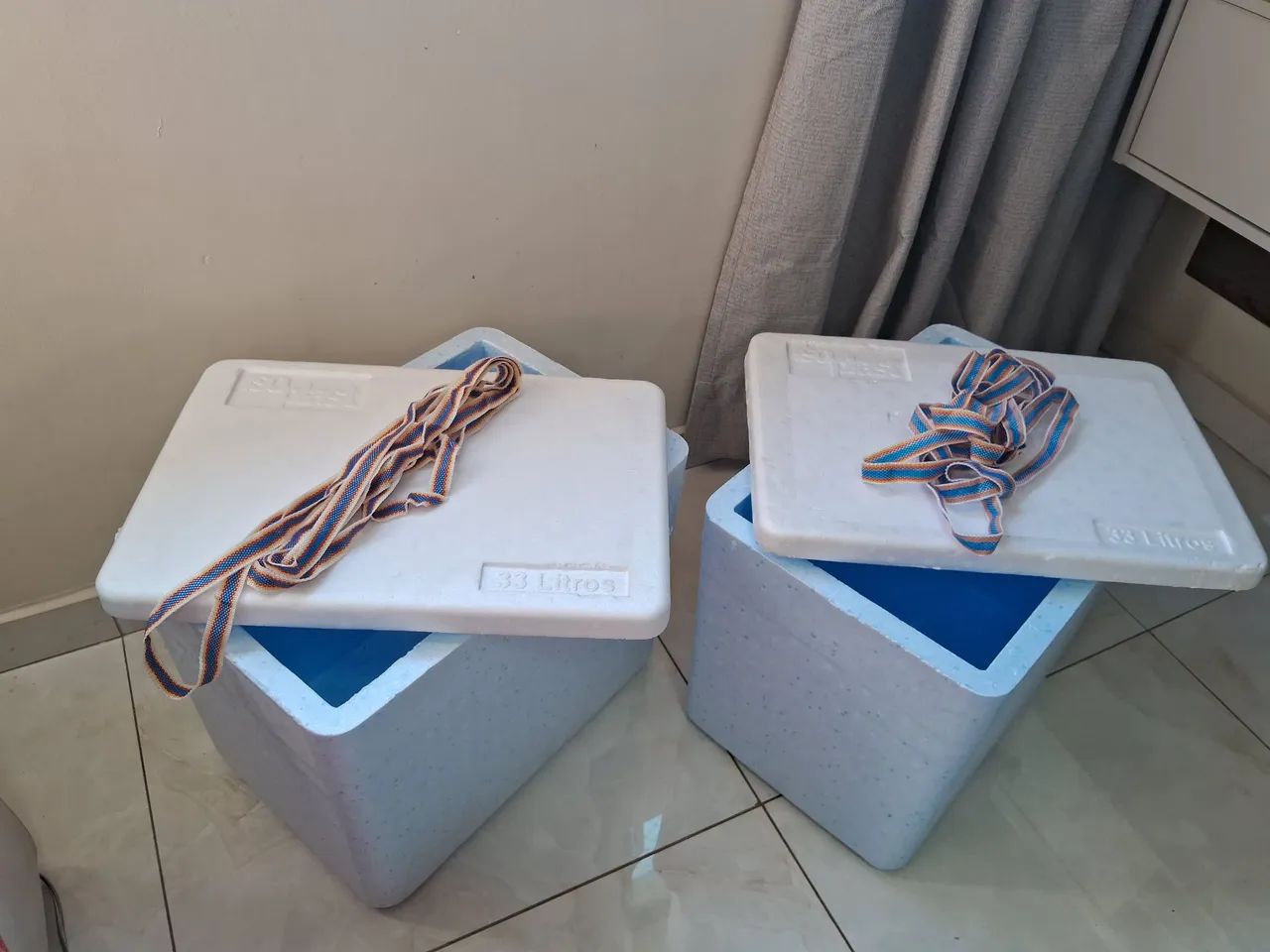02 CAIXAS TÉRMICAS ISOPOR 33 L COM ALÇA