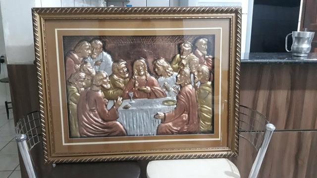 Quadro santa ceia, moldura toda original - Foto 3