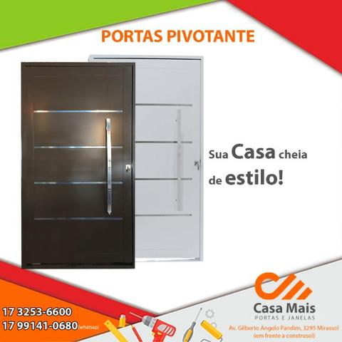 Porta Pivotante Branca e Bronze