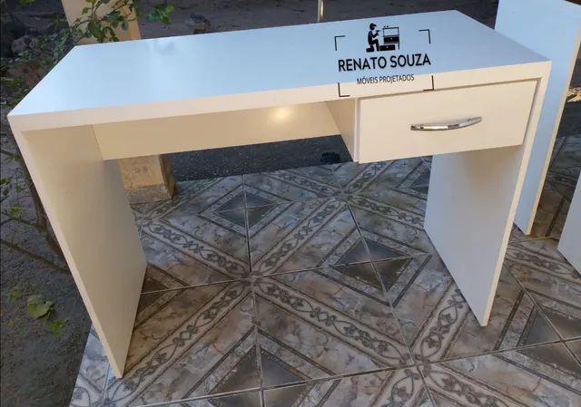 Mesas com gaveta em mdf branco tx - Foto 3