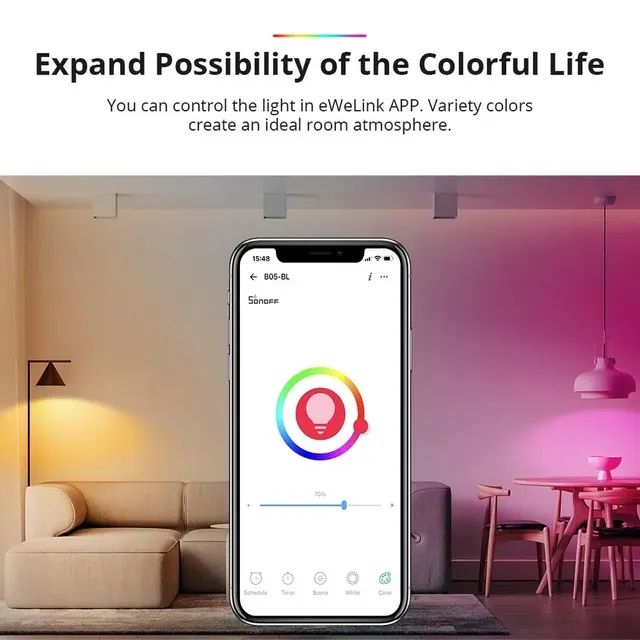 Lâmpada RGB Sonoff Wifi Inteligente, Compatível com Alexa  - Foto 6