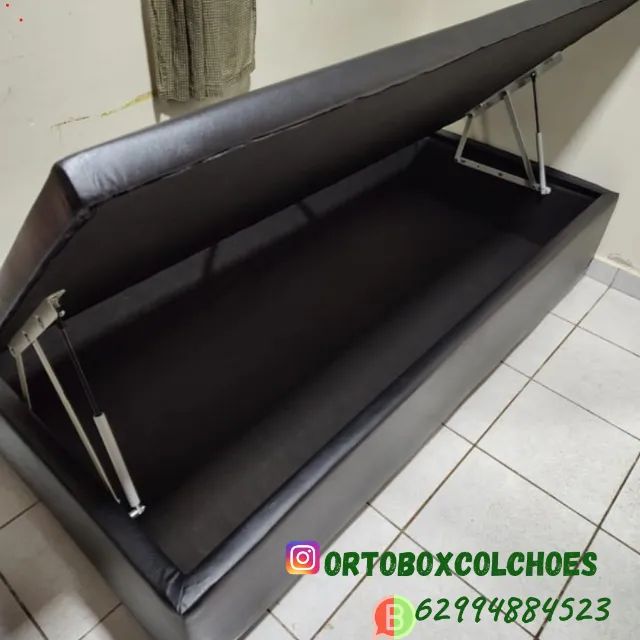 Cama Box Baú Solteirão corino e suede - Foto 4
