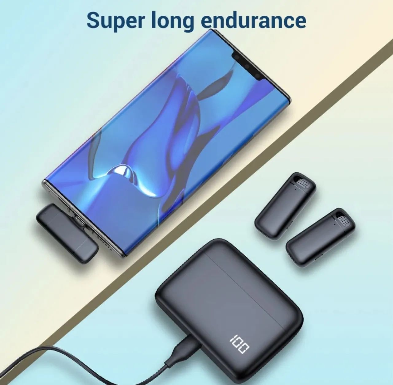 Microfone lapela sem fio lapella wi-fi recarregável professor conferência Android  - Foto 3