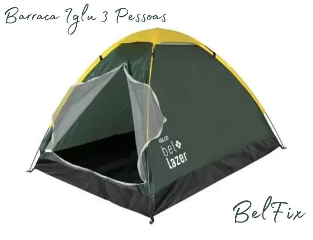 BARRACA IGLU GRANDE 3 PESSOAS C/ TELA MOSQUETEIRO BELFIX - Foto 3