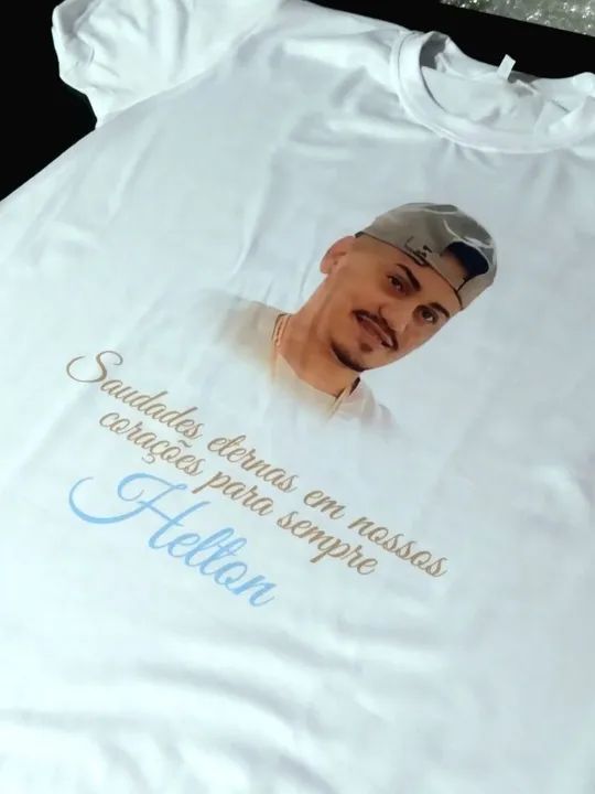 Camisa personalizada com a foto para homenagem e missa 