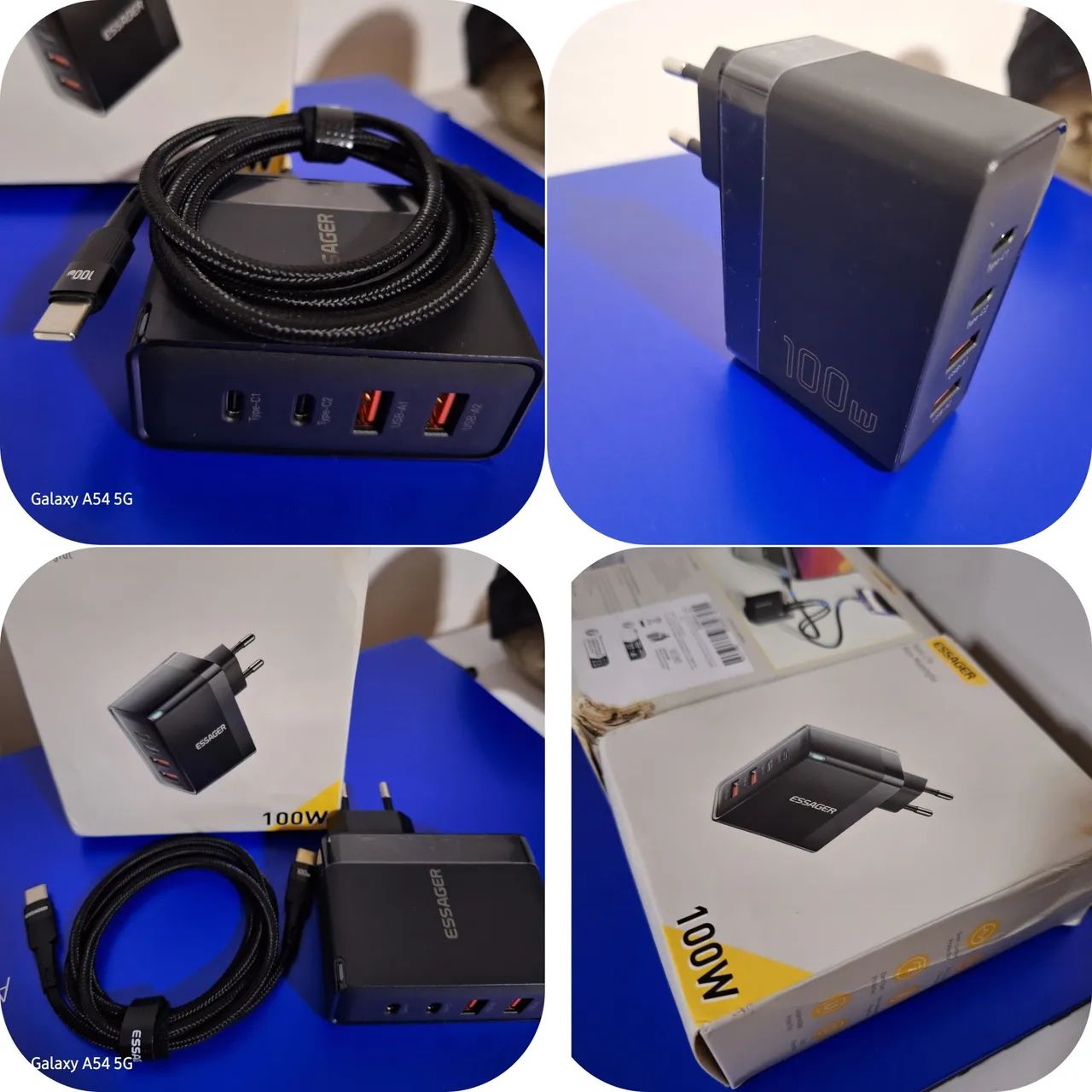 Carregador Essager 100W + Cabo Tipo C de 100W de 1 Metro 