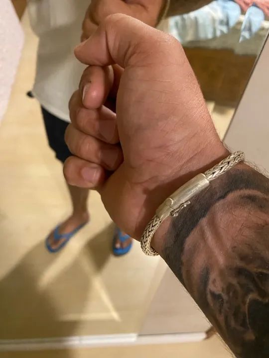 Pulseira de prata 950 com 32g, 23cm muito linda - Foto 4