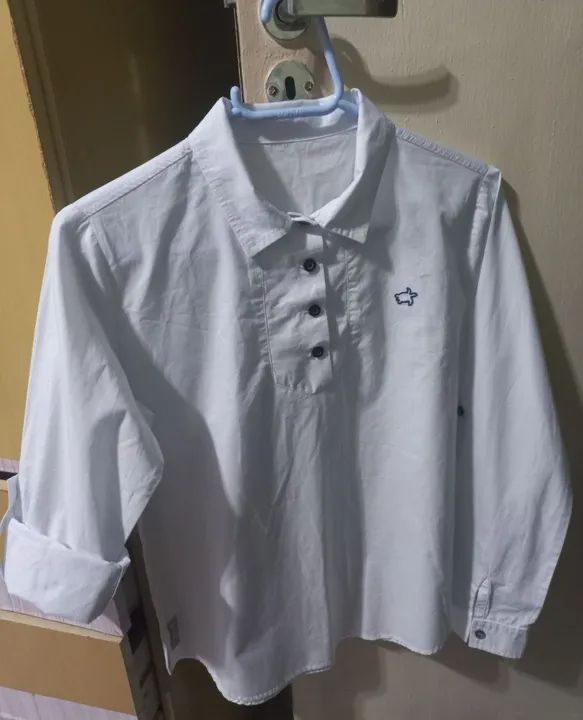 Camisa cor branca, manga longa - Infantil<br> - Foto 3