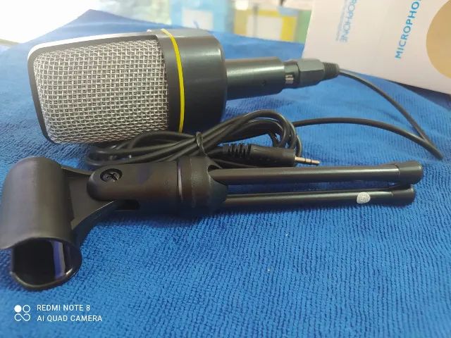 Microfone condensador redução de ruído com suporte para mesa + cabo de 1.8m - Foto 4