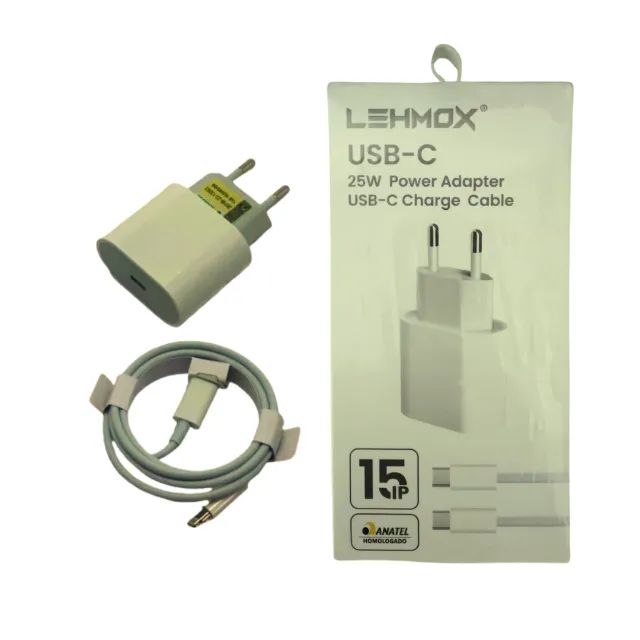 (ORIGINAL) Carregador + Cabo Usb-C 20w Para iPhone 15 Cor Branco LEHMOX - Foto 2