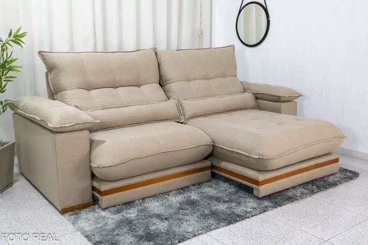 sala sofa retratil e reclinavel de 250 cm tecido linho  - Foto 2