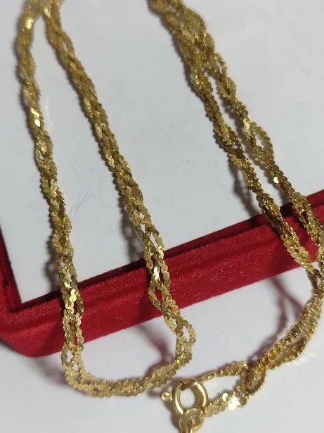 Gargantilha 3 fios Torcidinha em Ouro 18 Kilaltes 5.80 Gramas 40 Cm 3 mm 